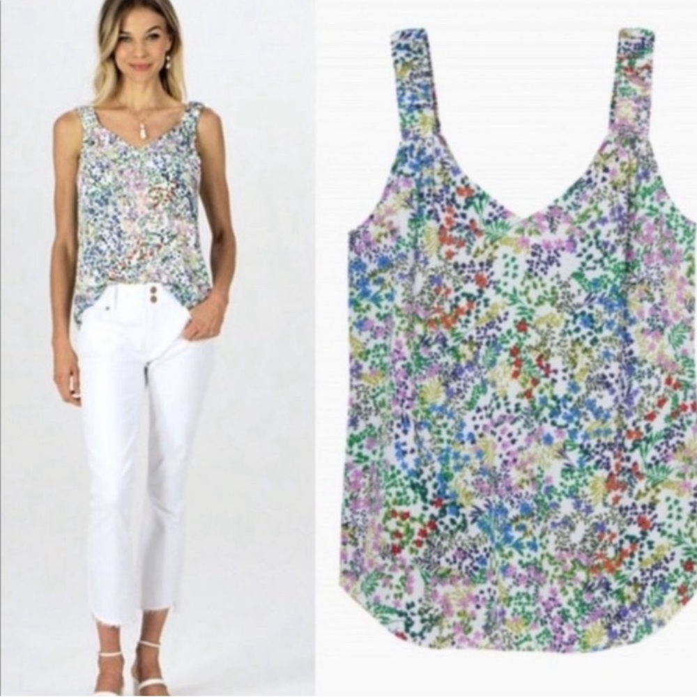 CAbi Floral BLOUSE ~ #5917 TANK TOP ~ Floral Print ~ Cute!